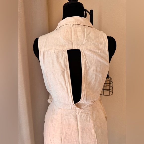 Anthropology Linen Sleeveless Midi Trench Dress in Cream XS - Picture 7 of 11